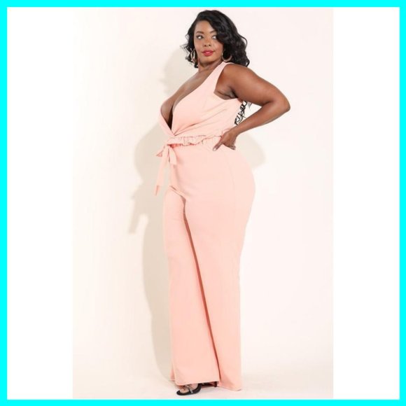 NWT Plus Size V-Neck Jumpsuit w/ Paper Bag Waist - Picture 5 of 11